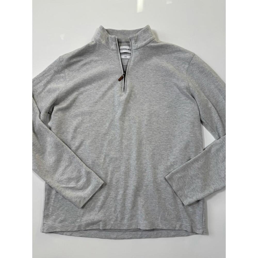 Mizzen+Main Men’s Heather Blue Quarter Zip Pullover Size Large Cotton Modal Blen